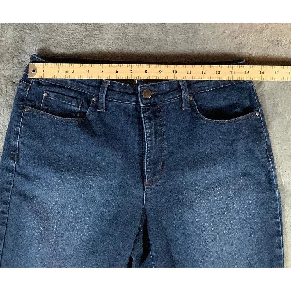 Charter Club Lexington Straight Leg Jeans Womens 10 Short Dark Wash Blue Stretch